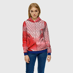 Толстовка-худи женская Красные кирпичики, цвет: 3D-синий — фото 2