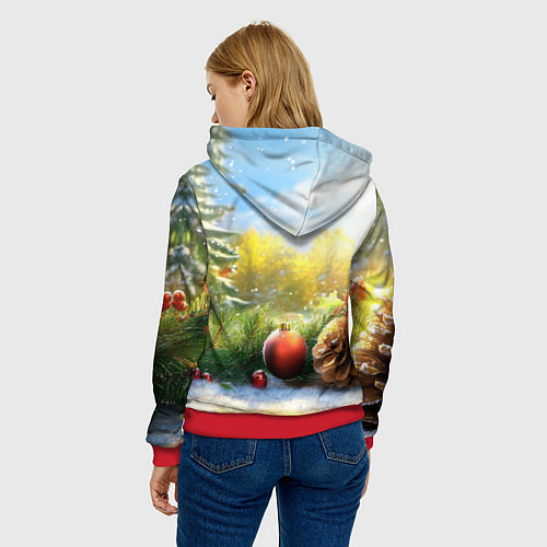 Женская толстовка Солнечный новый год / 3D-Красный – фото 4