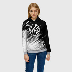 Толстовка-худи женская Stray kids - черно-белый, цвет: 3D-меланж — фото 2