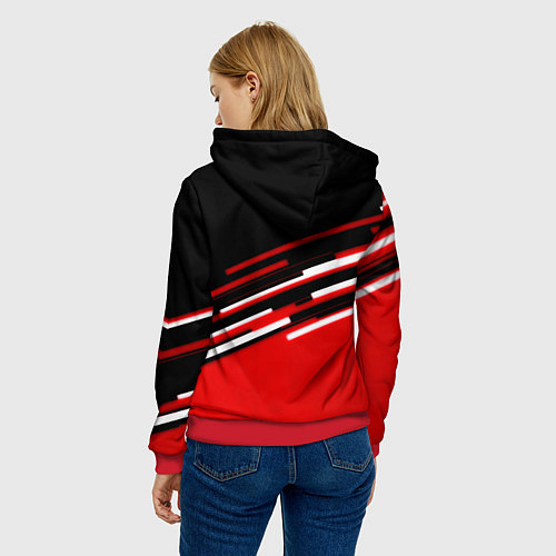 Женская толстовка Ведьмак полосы геометрия / 3D-Красный – фото 4