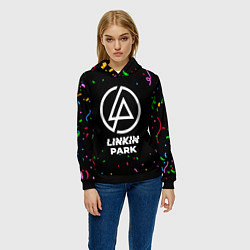 Толстовка-худи женская Linkin Park конфети, цвет: 3D-черный — фото 2