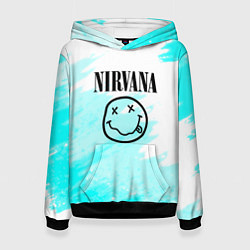 Толстовка-худи женская Nirvana rock music color, цвет: 3D-черный