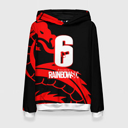 Толстовка-худи женская Rainbow six dragon fire logo, цвет: 3D-белый