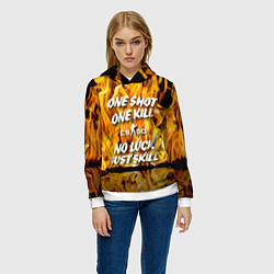 Толстовка-худи женская Counter Strike - motto flame, цвет: 3D-белый — фото 2