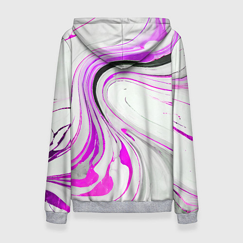 Женская толстовка Волнистые чёрно-фиолетовые линии на белом фоне / 3D-Меланж – фото 2