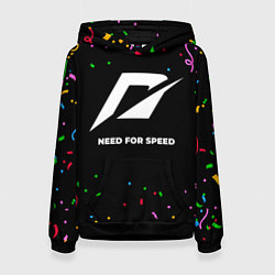 Толстовка-худи женская Need for Speed конфети, цвет: 3D-черный