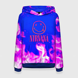 Толстовка-худи женская Nirvana neon flame, цвет: 3D-синий