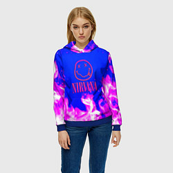 Толстовка-худи женская Nirvana neon flame, цвет: 3D-синий — фото 2