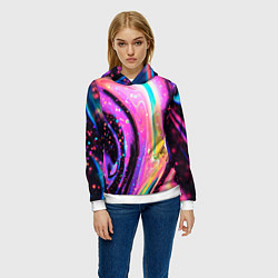 Толстовка-худи женская Жидкая энергия космоса - нейросеть, цвет: 3D-белый — фото 2