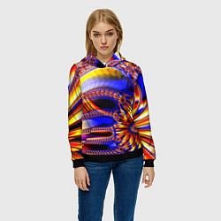 Толстовка-худи женская Психоделика стекло, цвет: 3D-черный — фото 2