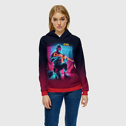 Толстовка-худи женская Counter Strike - neon glow fantasy, цвет: 3D-красный — фото 2