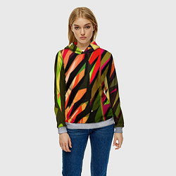 Толстовка-худи женская Красно-чёрная абстракция, цвет: 3D-меланж — фото 2