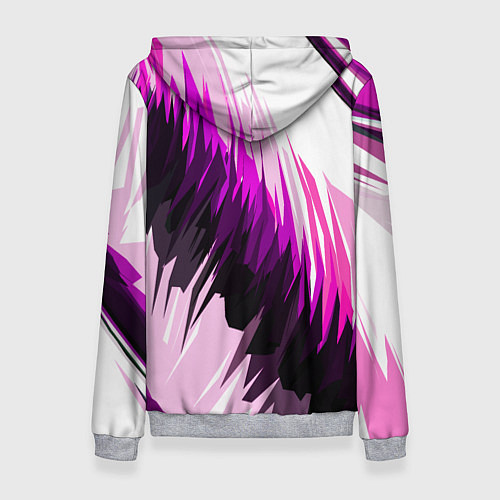 Женская толстовка Чёрно-розовые острые полосы на белом фоне / 3D-Меланж – фото 2