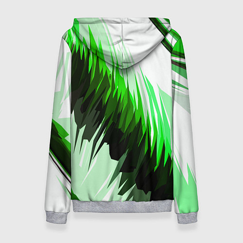 Женская толстовка Чёрно-зелёные острые полосы на белом фоне / 3D-Меланж – фото 2