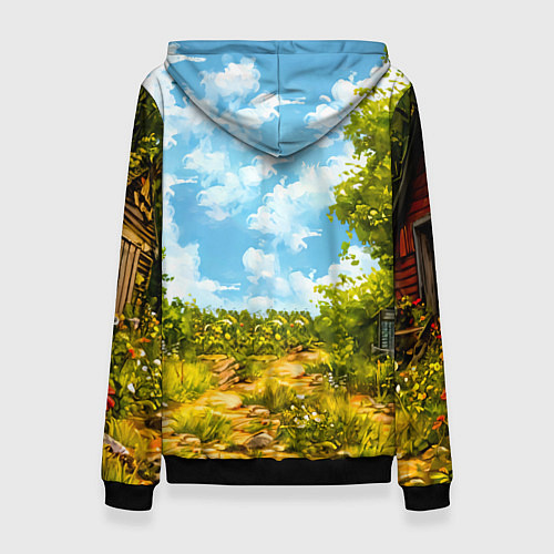 Женская толстовка Свинка в деревне / 3D-Черный – фото 2