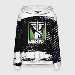 Толстовка-худи женская Rainbow six краски штрихи, цвет: 3D-белый