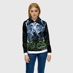 Толстовка-худи женская Десант ВДВ в тоне флага десантиков, цвет: 3D-белый — фото 2