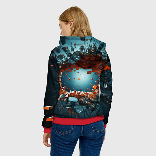 Женская толстовка Объемная дыра из частиц / 3D-Красный – фото 4