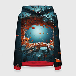 Толстовка-худи женская Объемная дыра из частиц, цвет: 3D-красный