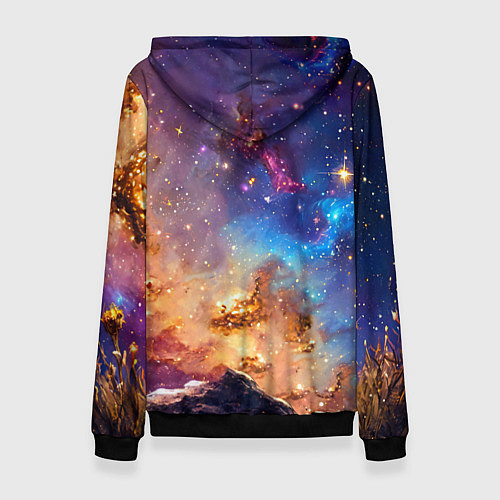 Женская толстовка Воробей в космосе / 3D-Черный – фото 2