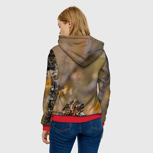 Женская толстовка Дятел в лесу / 3D-Красный – фото 4