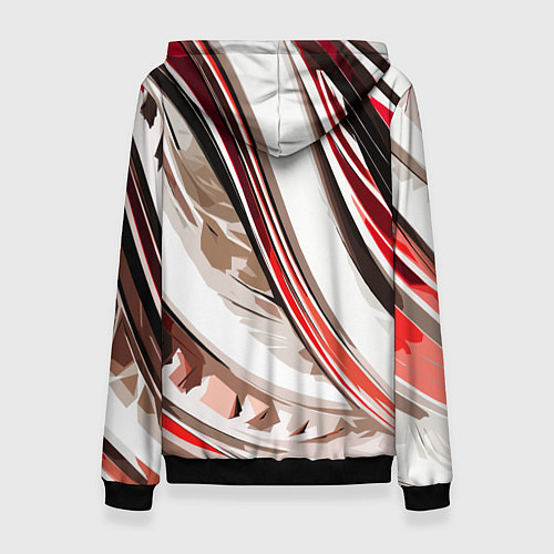 Женская толстовка Волнистая бело-красная абстракция / 3D-Черный – фото 2