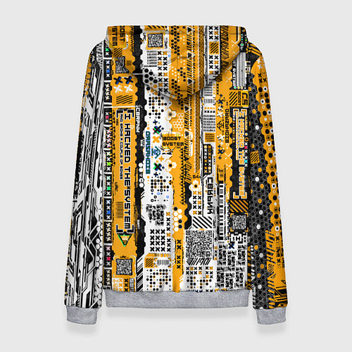 Женская толстовка Cyberpunk pattern yellow / 3D-Меланж – фото 2