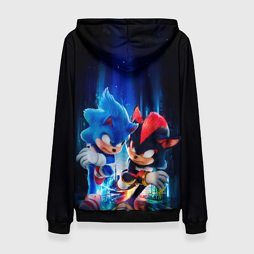 Женская толстовка Соник и Шэдоу бегут наперегонки / 3D-Черный – фото 2