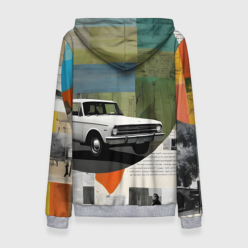 Женская толстовка Коллаж с ретро автомобилем / 3D-Меланж – фото 2