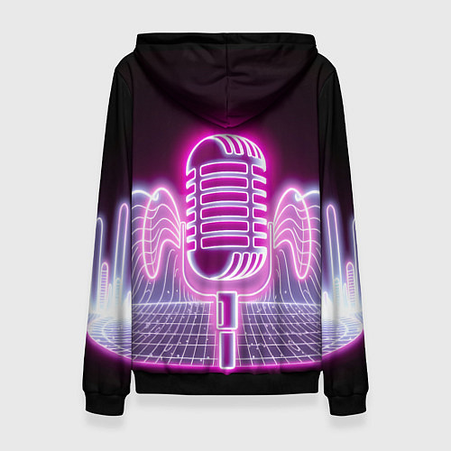 Женская толстовка Розовый неоновый микрофон / 3D-Черный – фото 2