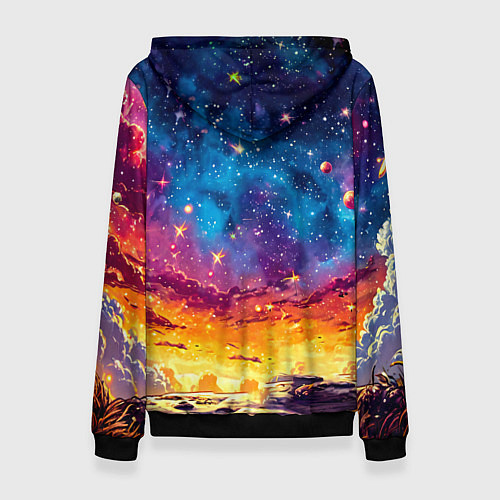 Женская толстовка Пингвин в космосе / 3D-Черный – фото 2