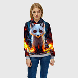 Толстовка-худи женская Песец в огне, цвет: 3D-меланж — фото 2