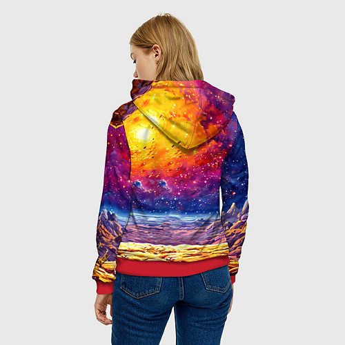 Женская толстовка Сурикат и космическое небо / 3D-Красный – фото 4