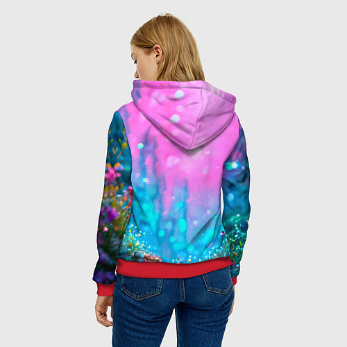 Женская толстовка Коровка в сказочном лесу / 3D-Красный – фото 4