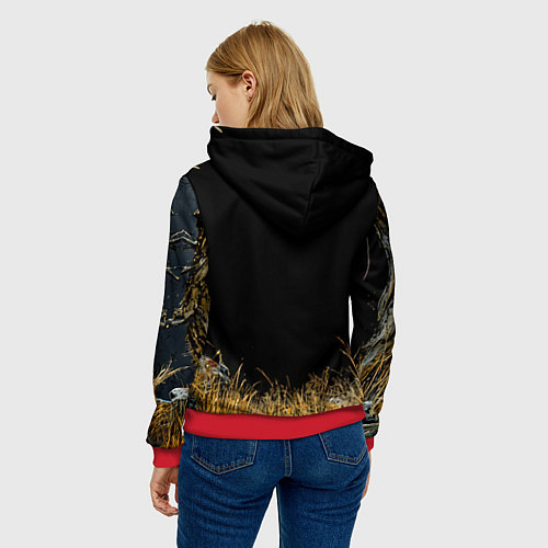 Женская толстовка Олень в ночи / 3D-Красный – фото 4