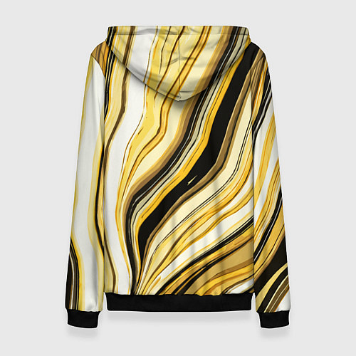 Женская толстовка Волнистые вертикальные чёрно-жёлтые полосы / 3D-Черный – фото 2
