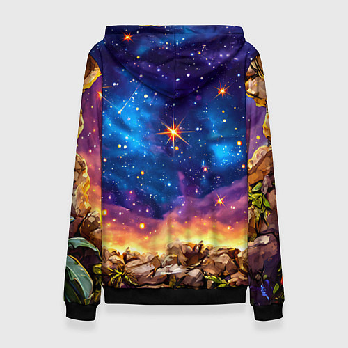 Женская толстовка Ленивец и звездное небо / 3D-Черный – фото 2