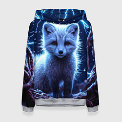 Толстовка-худи женская Песец в разрядах молний, цвет: 3D-меланж