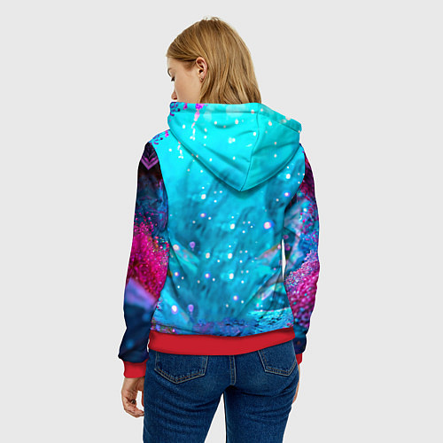 Женская толстовка Белый розовый медведь / 3D-Красный – фото 4