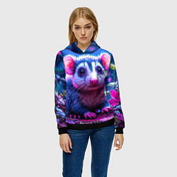 Толстовка-худи женская Малыш опоссум, цвет: 3D-черный — фото 2