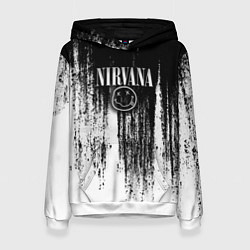 Толстовка-худи женская Нирвана потёки грязи, цвет: 3D-белый