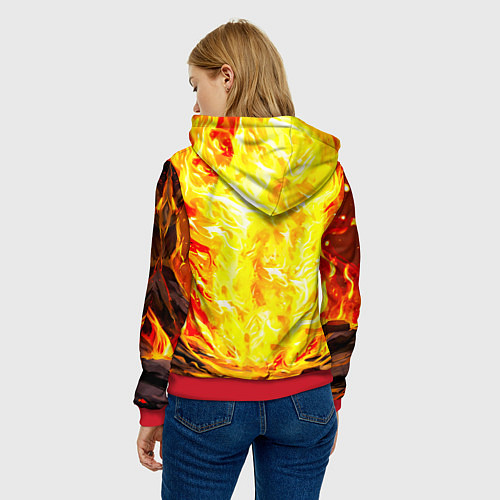 Женская толстовка Ослик в огне / 3D-Красный – фото 4