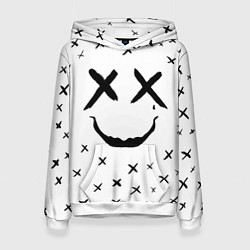 Толстовка-худи женская Смайл фейс, цвет: 3D-белый