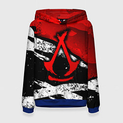Толстовка-худи женская Assassins creed: shadows - красная абстракция, цвет: 3D-синий