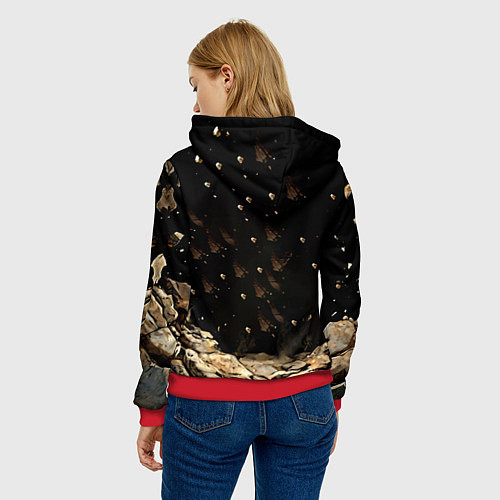 Женская толстовка Ёжик на черном / 3D-Красный – фото 4