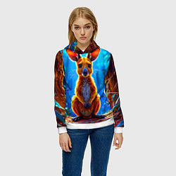 Толстовка-худи женская Кенгуру в джунглях, цвет: 3D-белый — фото 2