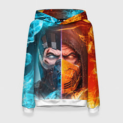 Толстовка-худи женская Mortal Kombat - Саб-зиро и Скорпион, цвет: 3D-белый