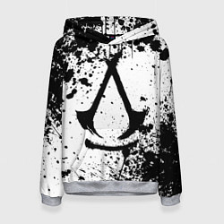 Толстовка-худи женская Assassins creed shadows - черно-белые брызги, цвет: 3D-меланж