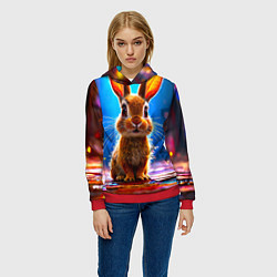 Толстовка-худи женская Ушастый зайка, цвет: 3D-красный — фото 2