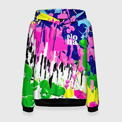 Толстовка-худи женская Colorful abstraction - aloha, цвет: 3D-черный